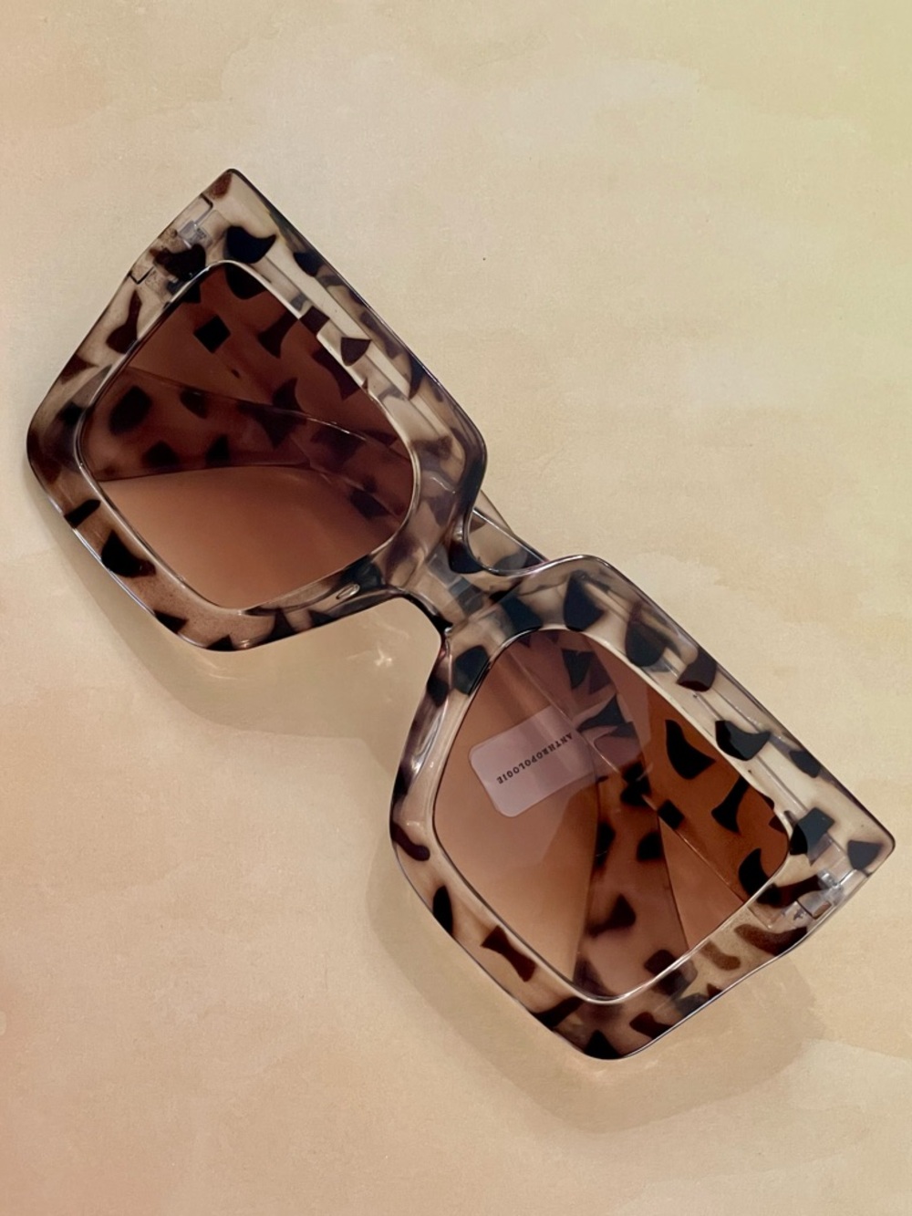 Anthropologie Stylish Leopard Square Chunky Frame Sunglasses - Brown Lenses